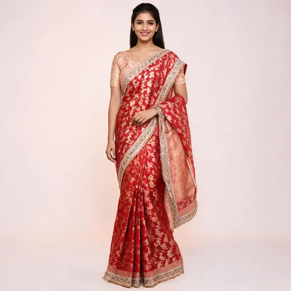Red_Tissue_Silk_Floral_Woven_Banarasi_Saree_For_Women