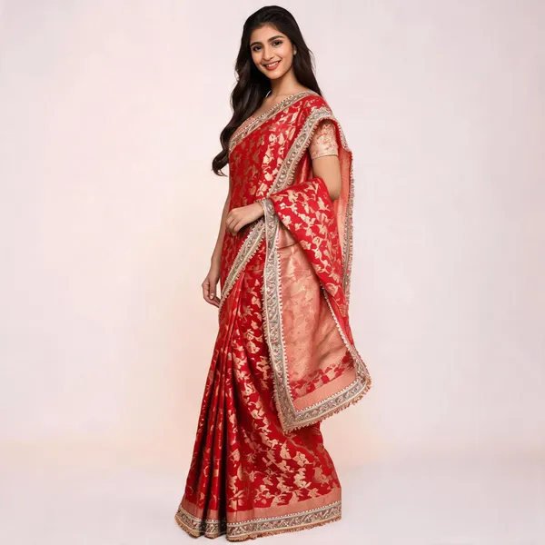 Red_Tissue_Silk_Floral_Woven_Banarasi_Saree_For_Women