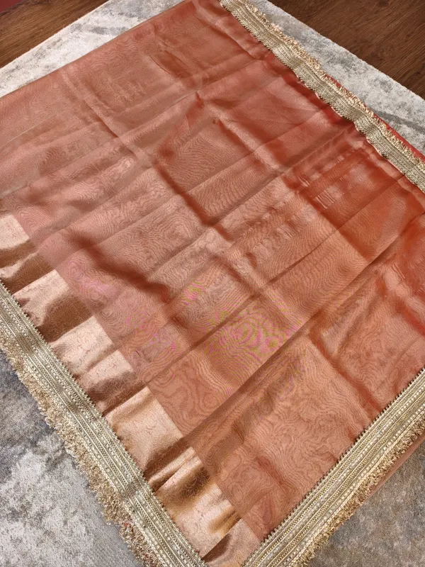 Peach_Tissue_Silk_Embellished_Banarasi_Saree_For_Women