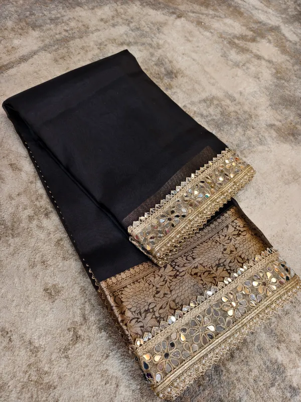 Black_Tissue_Silk_Mirror_Work_Banarasi_Saree_For_Women