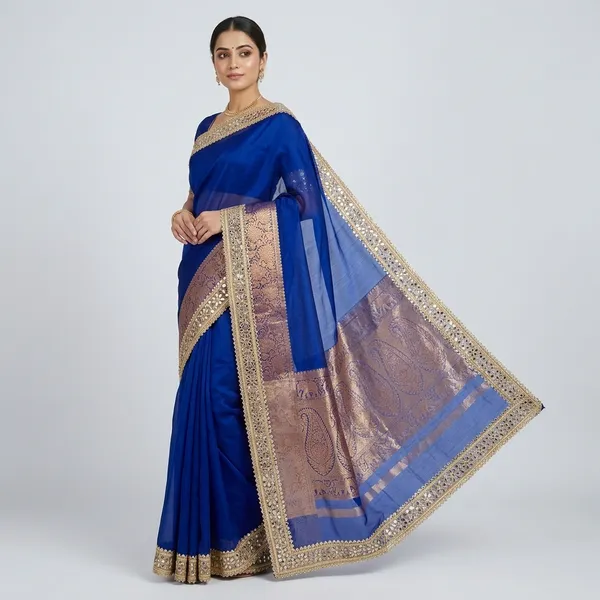 Royal_Blue_Tissue_Silk_Mirror_Work_Banarasi_Saree_For_Women