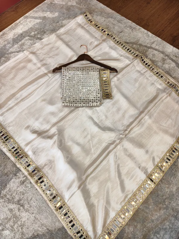 White_Shimmery_Tissue_Mirror_Work_Sequin_Saree_For_Women