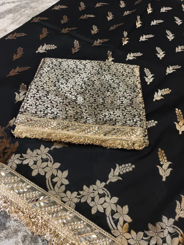 Black_Satin_Silk_Floral_Banarasi_Saree_For_Women