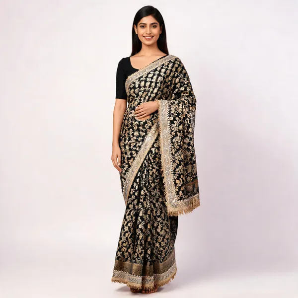 Black_Tissue_Silk_Zari_Woven_Banarasi_Saree_For_Women