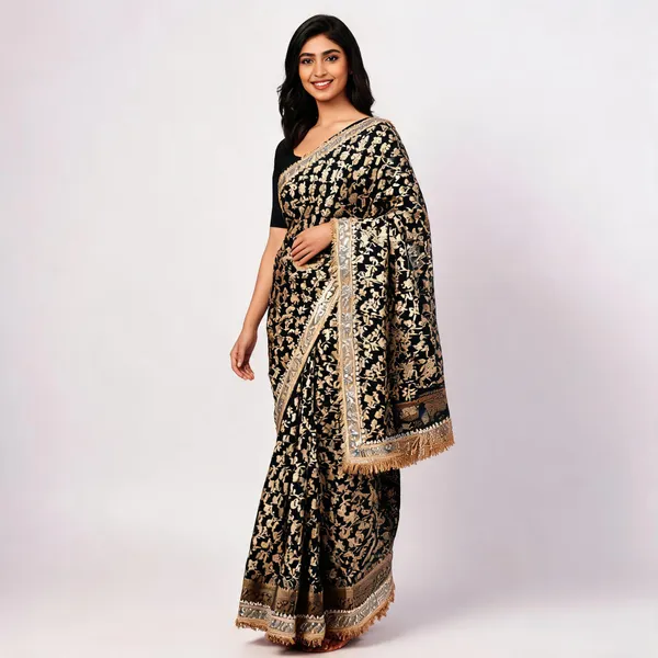 Black_Tissue_Silk_Zari_Woven_Banarasi_Saree_For_Women