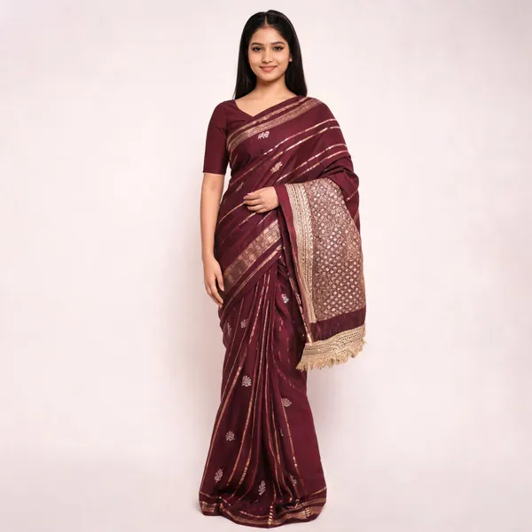 Maroon_Soft_Silk_Banarasi_Stripe_Saree_For_Women