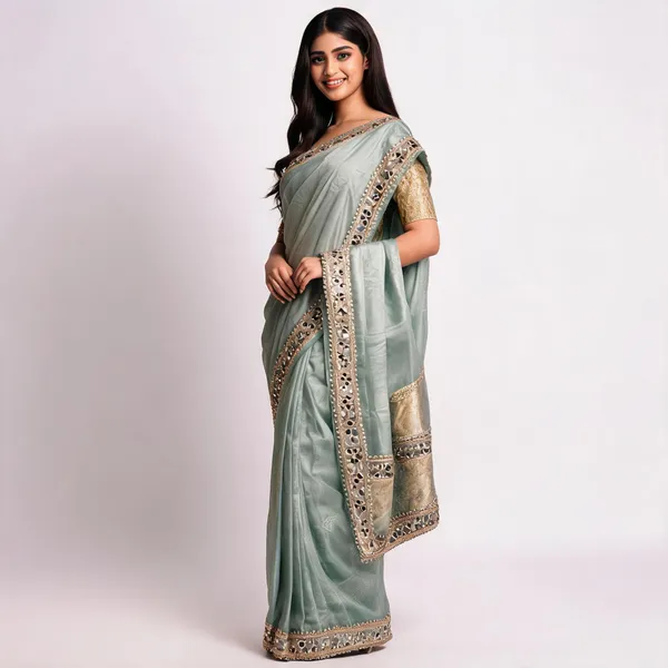 Mint_Green_Tissue_Silk_Mirror_Work_Banarasi_Saree_For_Women