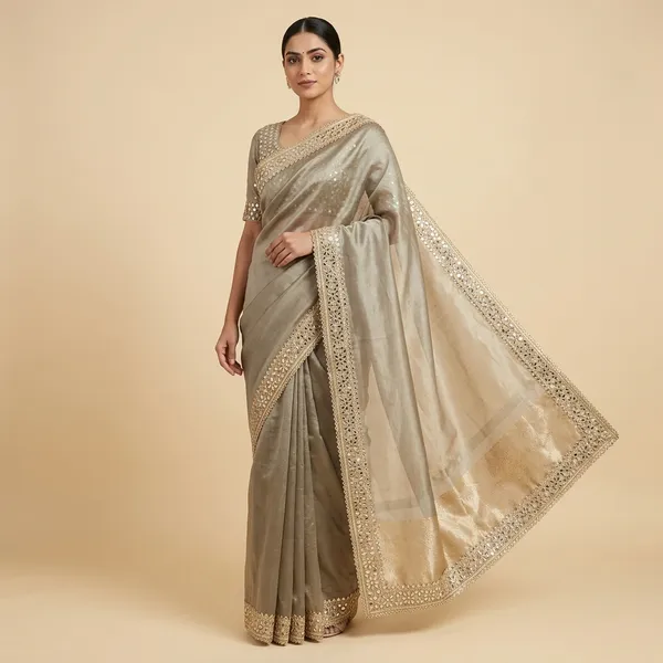 Grey_Tissue_Silk_Mirror_Work_Banarasi_Saree_For_Women