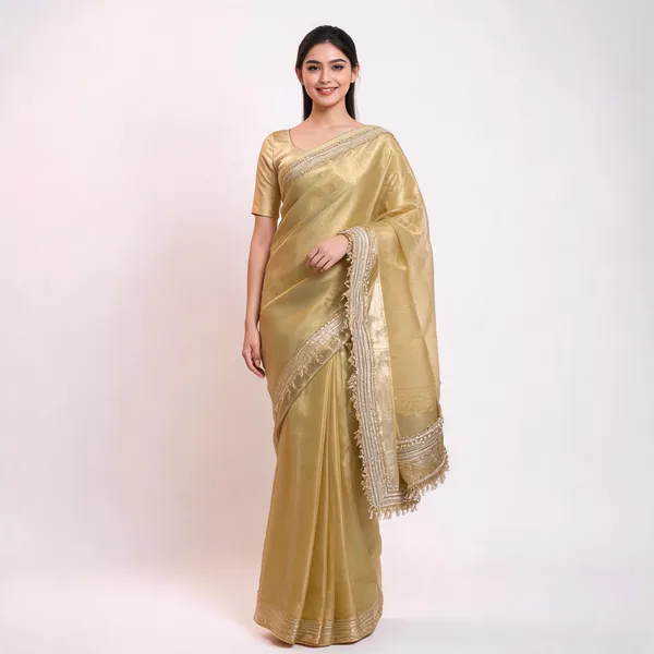 Golden_Tissue_Silk_Embellished_Banarasi_Saree_For_Women