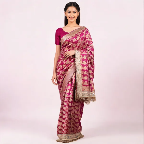 Magenta_Tissue_Silk_Floral_Woven_Banarasi_Saree_For_Women