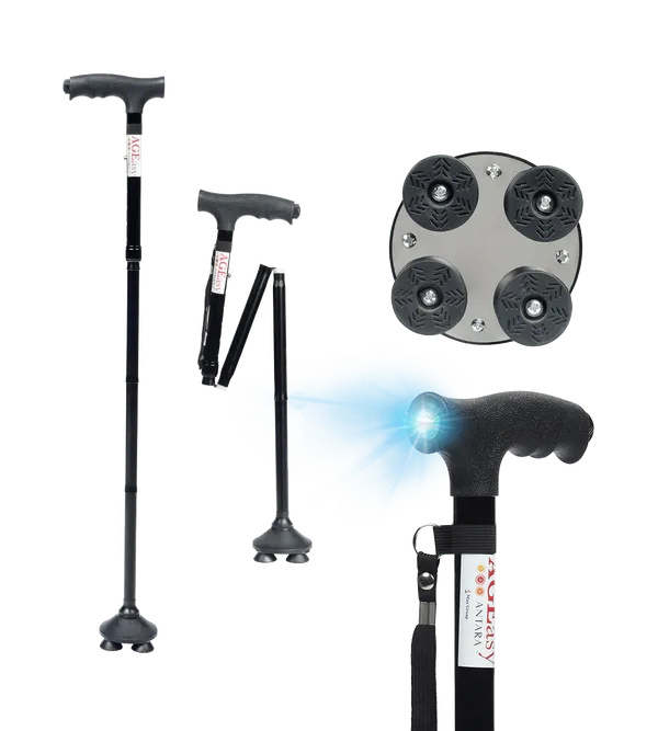 Ageasy_Pivot_Walking_Stick_With_Torch_Black