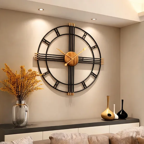 Iron_Modern_Round_Open_Frame_Wall_Clock