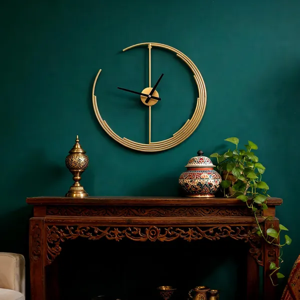 Iron_Modern_Open_Frame_Gold-Tone_Wall_Clock