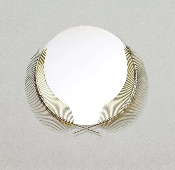 Iron_Contemporary_Feather_Design_Round_Wall_Mirror