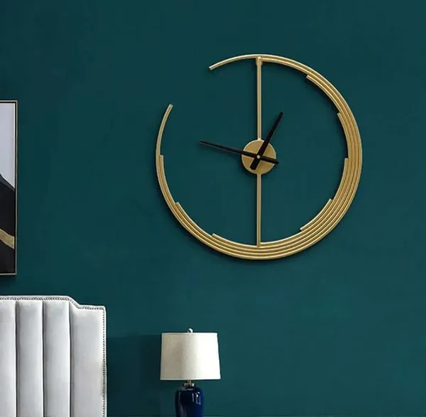 Iron_Modern_Open_Frame_Gold-Tone_Wall_Clock