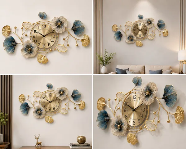Luxury_Gold_&_Blue_Floral_Wall_Clock