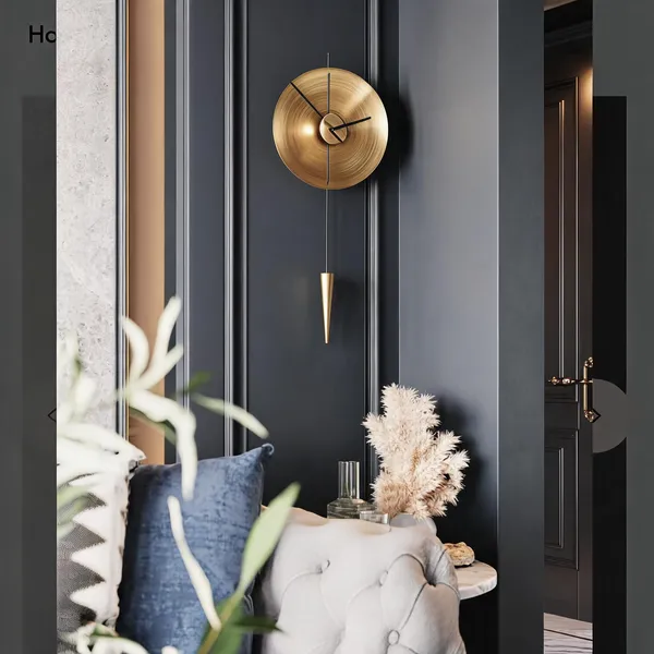 Iron_Modern_Gold-Tone_Pendulum_Wall_Clock