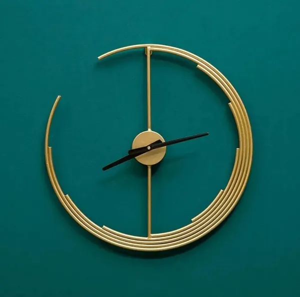 Iron_Modern_Open_Frame_Gold-Tone_Wall_Clock