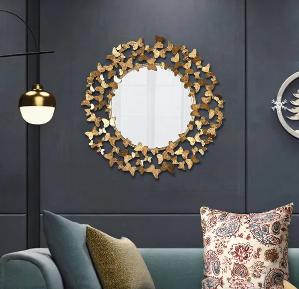 Iron_Decorative_Butterfly_Motif_Round_Wall_Mirror