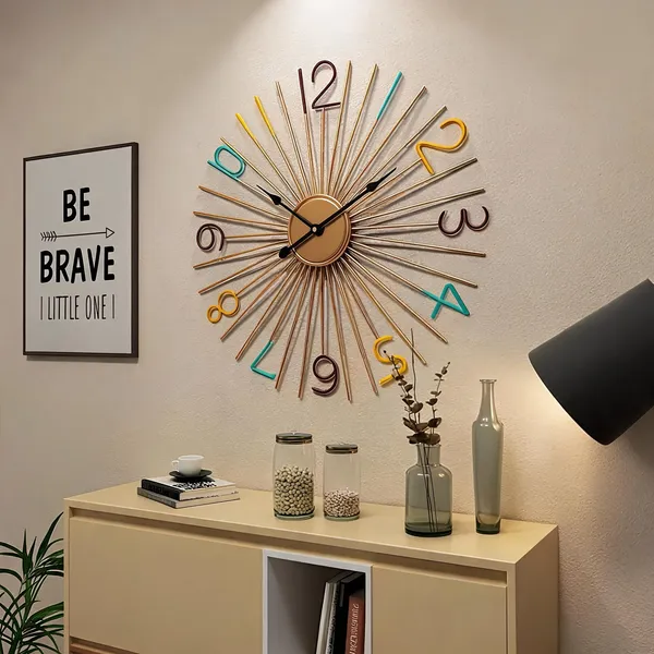 Iron_Sunburst_Multicolour_Numeral_Wall_Clock