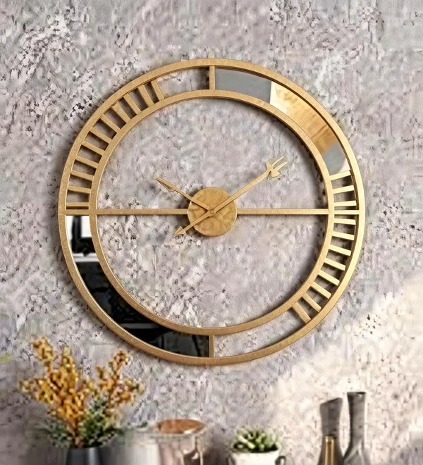Iron_Modern_Geometric_Open_Frame_Gold-Tone_Wall_Clock