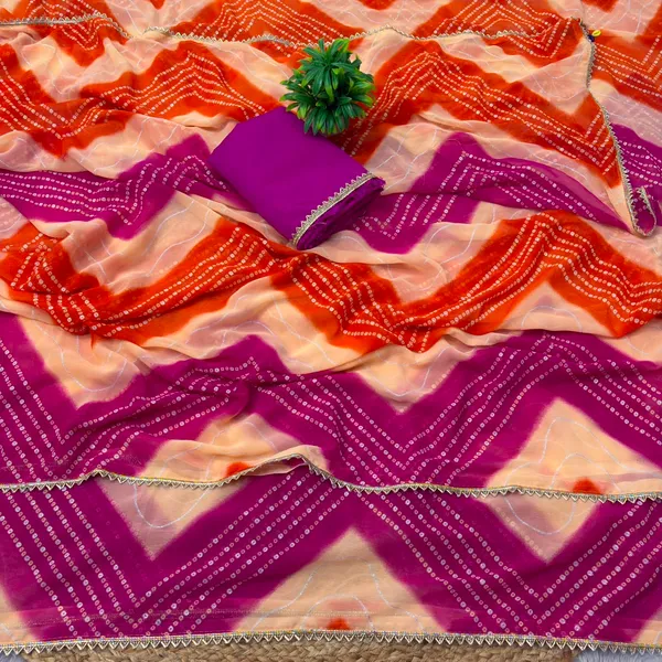 Orange_Magenta_Cotton_Geometric_Dotted_Print_Saree_For_Women