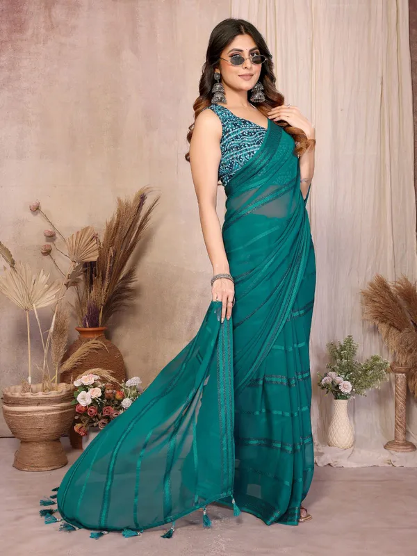 Teal_Cotton_Saree_For_Women