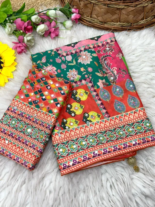 Multicolour_Cotton_Floral_Paisley_Print_Saree_For_Women