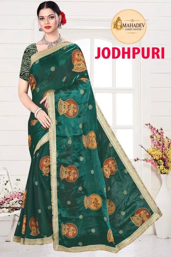 Green_Cotton_Paisley_Print_Saree_For_Women