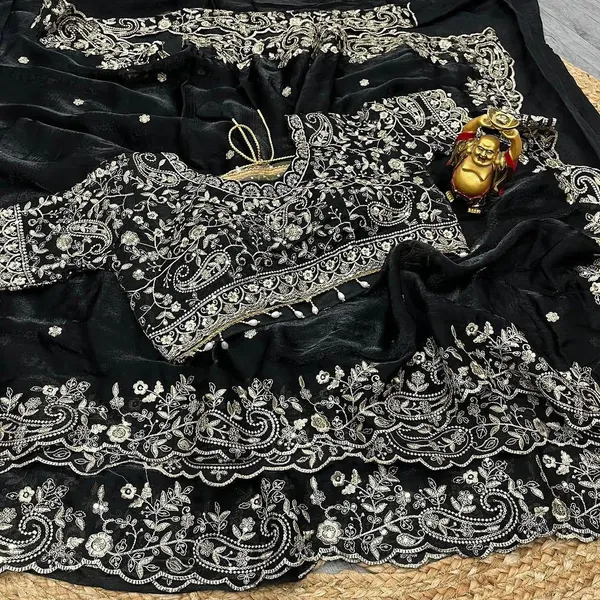 Black_Cotton_Embroidered_Saree_For_Women