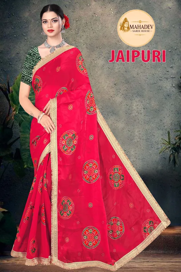 Red_Cotton_Printed_Gold_Border_Saree_For_Women