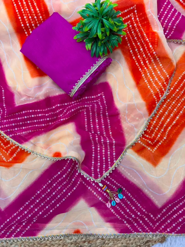 Orange_Magenta_Cotton_Geometric_Dotted_Print_Saree_For_Women