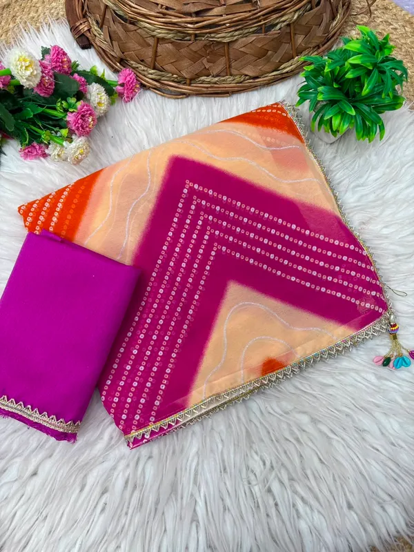 Orange_Magenta_Cotton_Geometric_Dotted_Print_Saree_For_Women