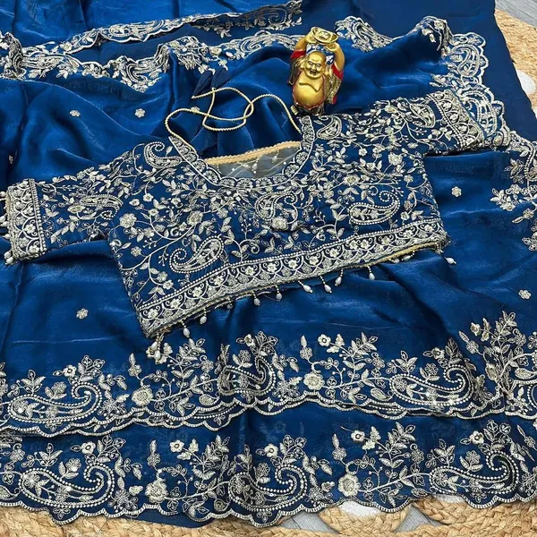 Blue_Cotton_Embroidered_Saree_For_Women