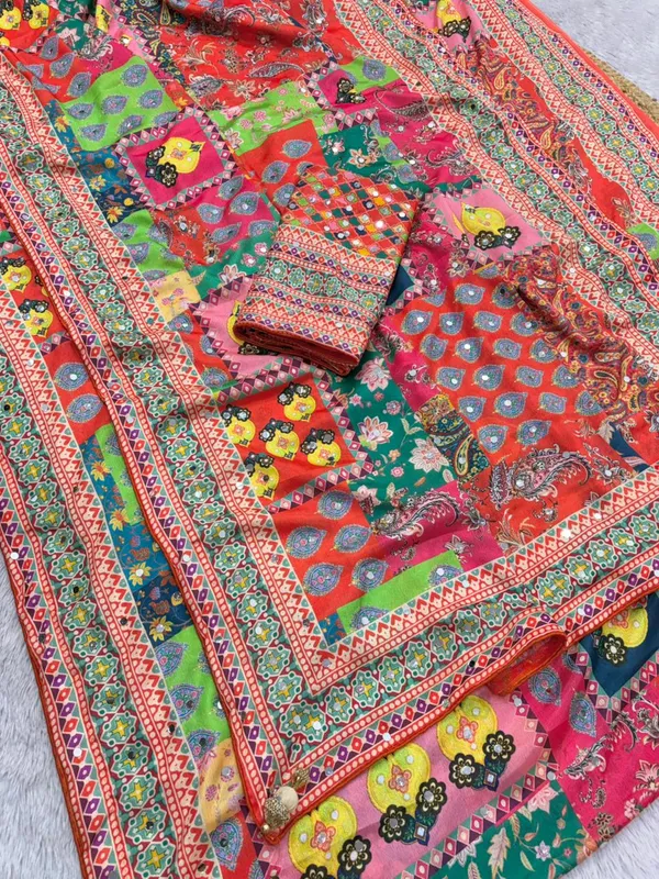 Multicolour_Cotton_Floral_Paisley_Print_Saree_For_Women