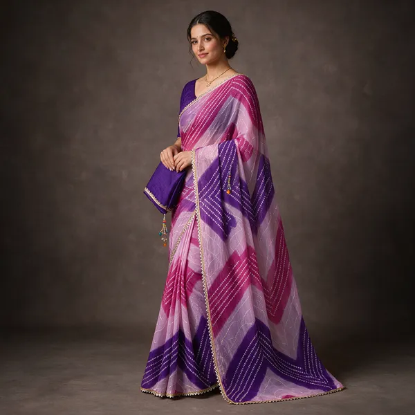 Purple_Pink_Cotton_Geometric_Print_Saree_For_Women
