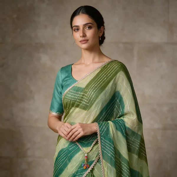 Green_Cotton_Wave_Pattern_Saree_For_Women