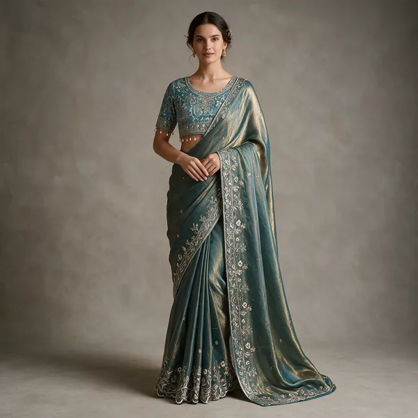 Teal_Cotton_Embroidered_Saree_For_Women