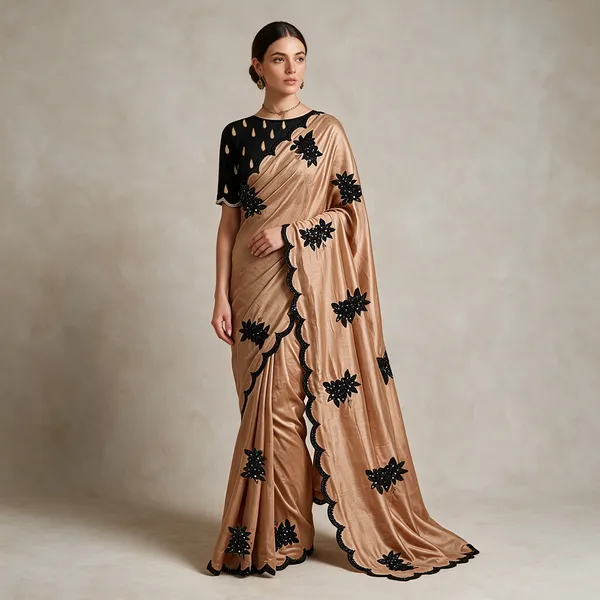 Beige_Cotton_Floral_Embellished_Scalloped_Border_Saree_For_Women