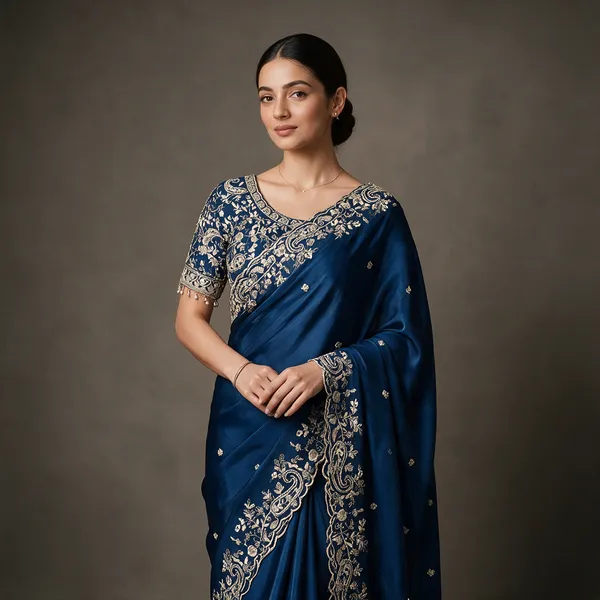 Blue_Cotton_Embroidered_Saree_For_Women