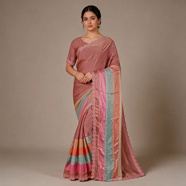 Rose_Pink_Cotton_Striped_Saree_For_Women