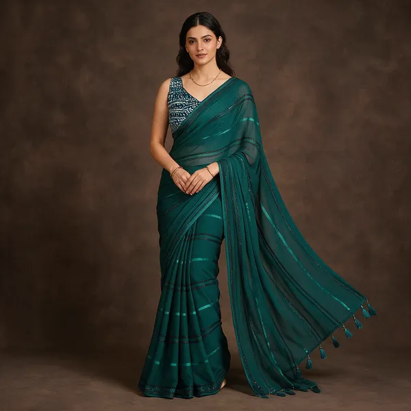 Teal_Cotton_Saree_For_Women