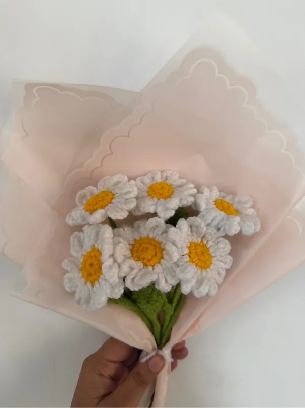 White_100%_Premium_Cotton_Yarn_4-Ply_Crochet_Flower_Bouquet_For_Gifting