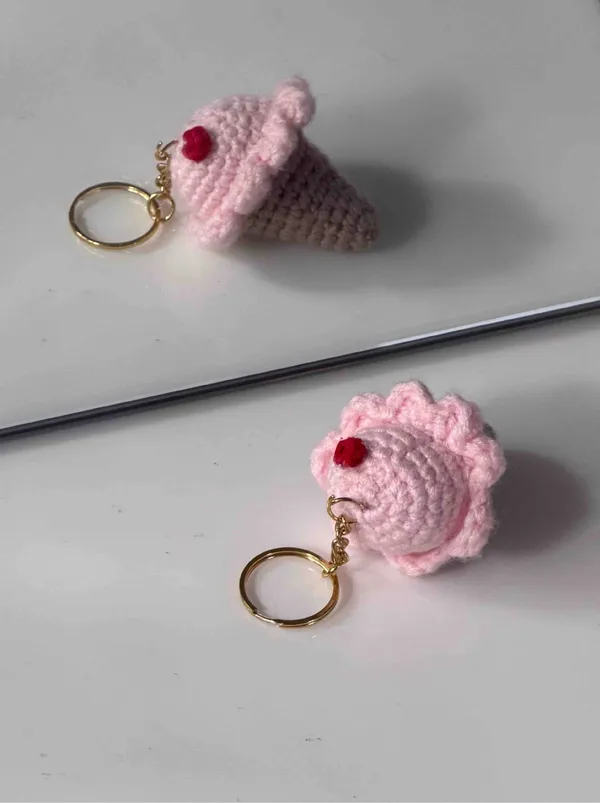 Pink_100%_Premium_Cotton_Yarn_4-Ply_Crochet_Keychain_For_Bags_&_Accessories
