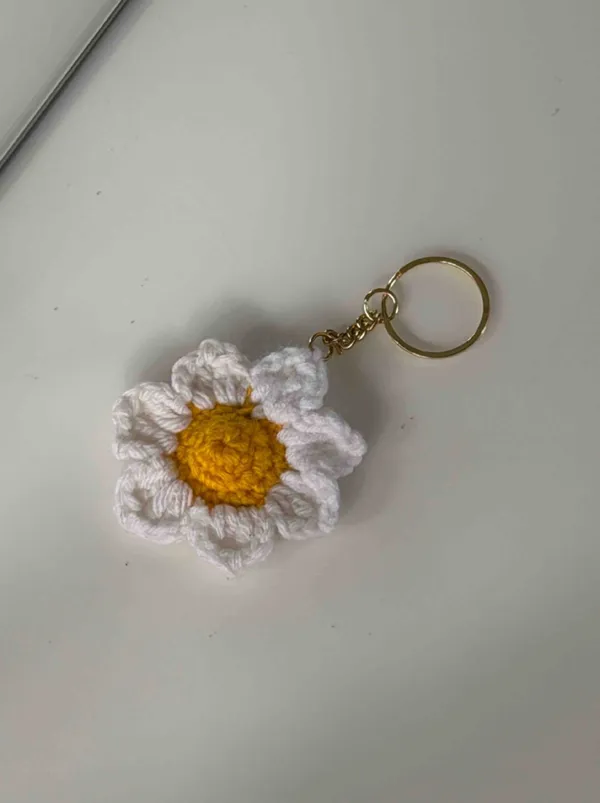 White_100%_Premium_Cotton_Yarn_4-Ply_Crochet_Keychain_For_Bags_&_Accessories