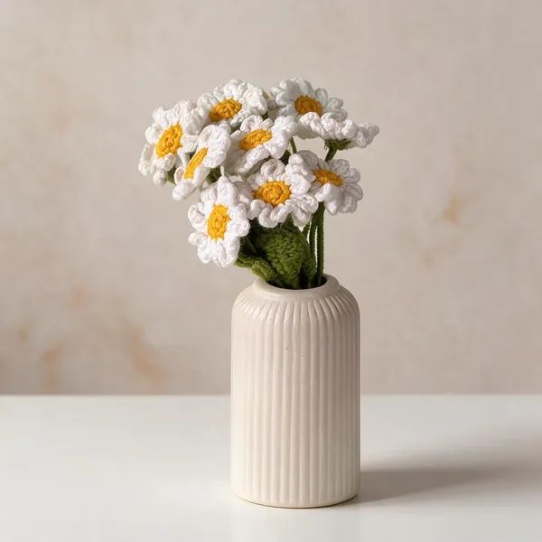 White_100%_Premium_Cotton_Yarn_4-Ply_Crochet_Artificial_Flowers_For_Home_Decor
