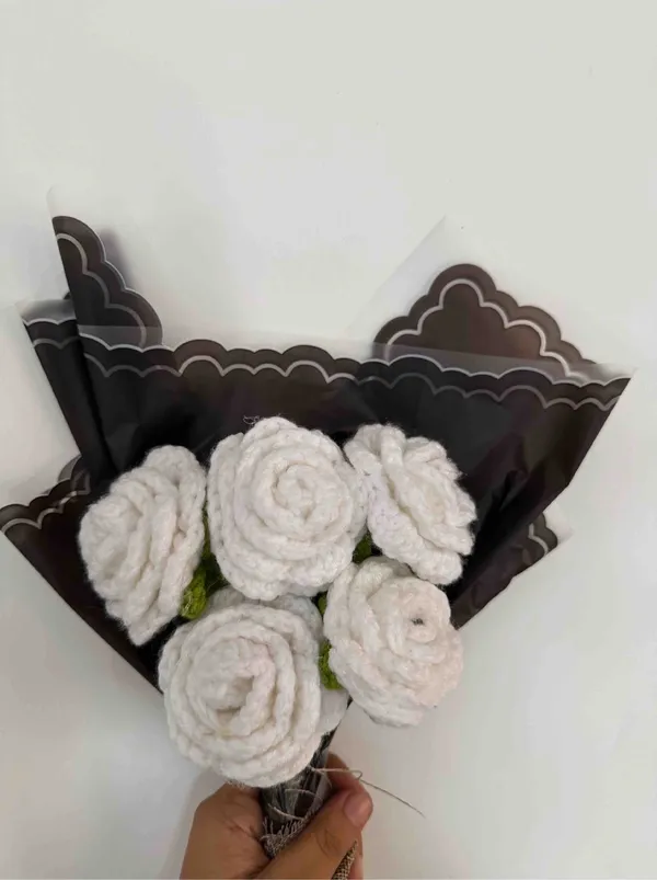 White_100%_Premium_Cotton_Yarn_4-Ply_Crochet_Flower_Bouquet_For_Gifting