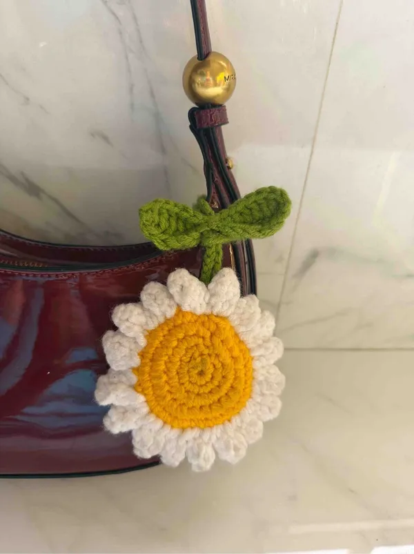 White_100%_Premium_Cotton_Yarn_4-Ply_Crochet_Bag_Charm_For_Bags_&_Accessories