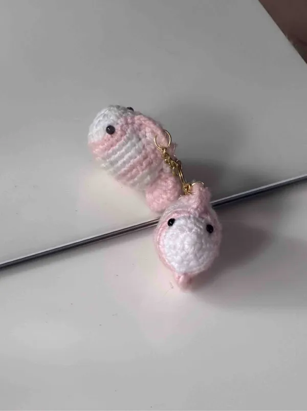 Pink_100%_Premium_Cotton_Yarn_4-Ply_Crochet_Keychain_For_Bags_&_Accessories