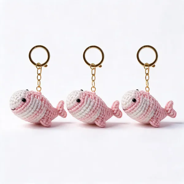 Pink_100%_Premium_Cotton_Yarn_4-Ply_Crochet_Keychain_For_Bags_&_Accessories
